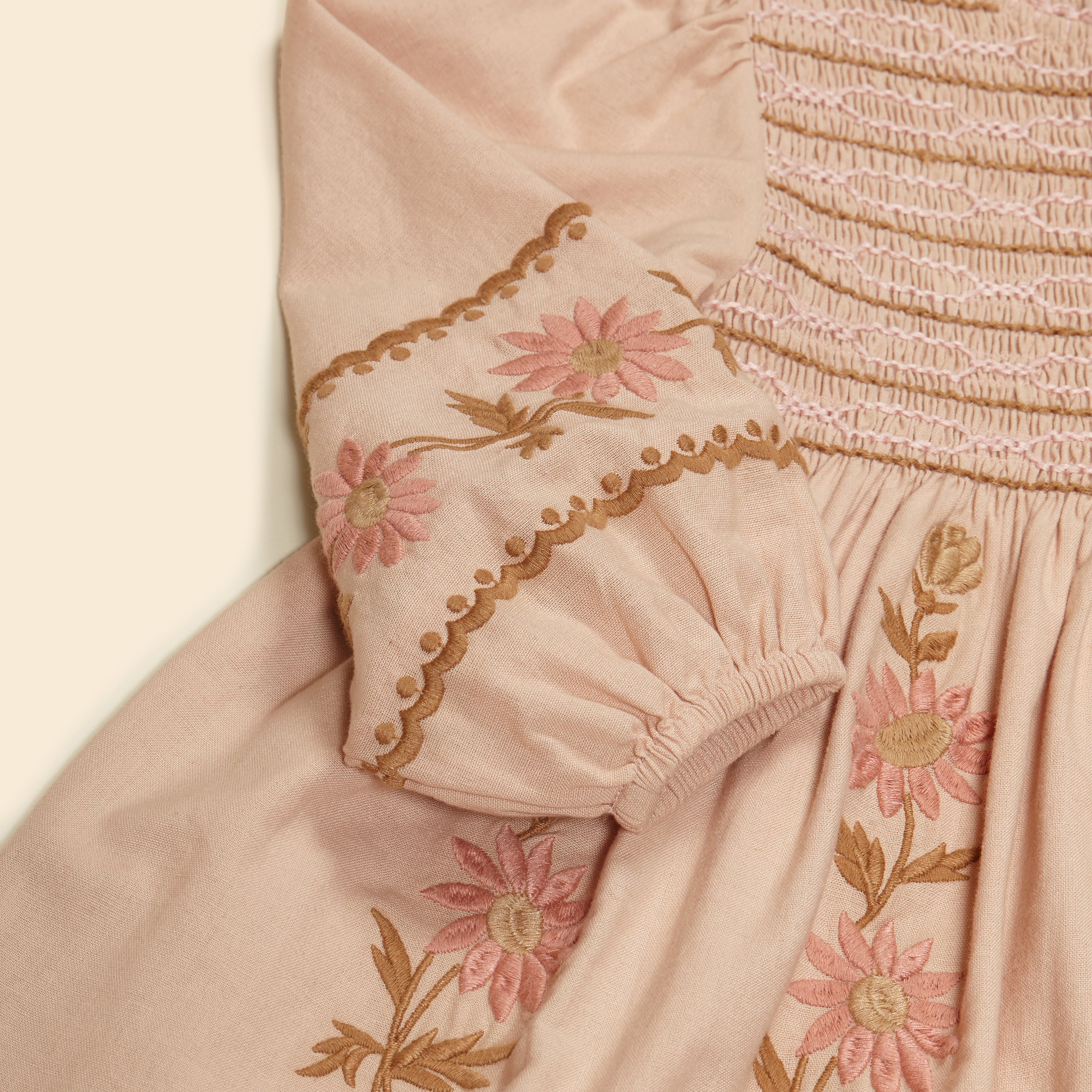 アポリナ 2-3Y Apolina Penny Smock Dress Cotton woven embroidered dress vintage inspired child. – Apolina