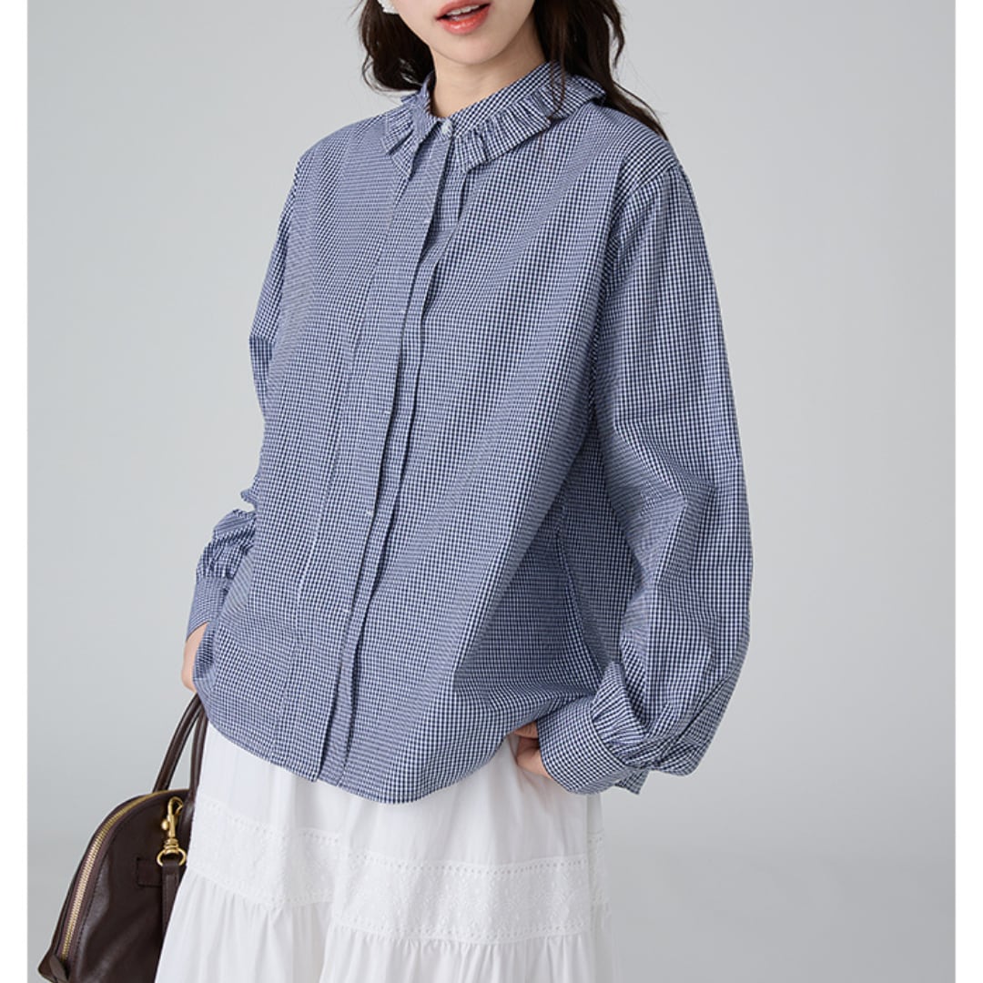 pure cotton casual loose shirt in drawing style