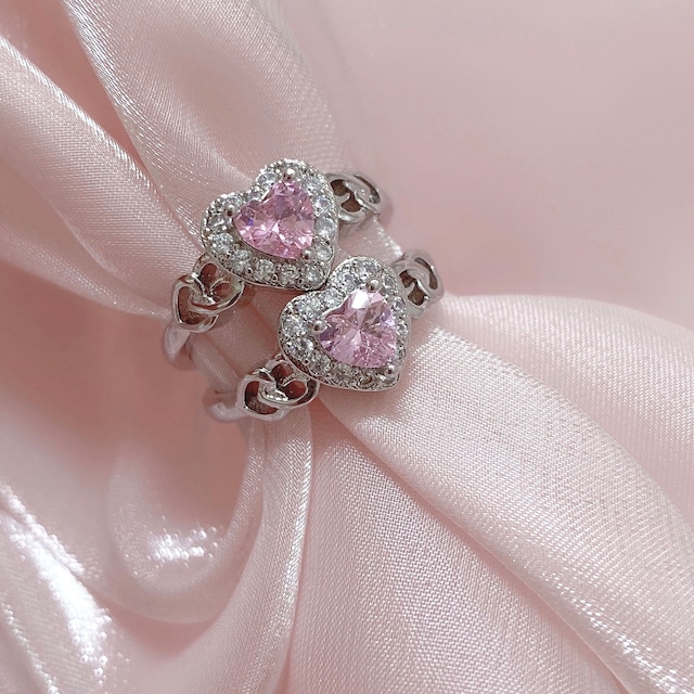pink diamond heart side ring