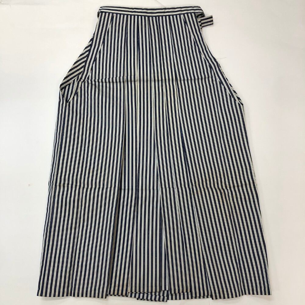 袴 行灯袴 男袴 紐下丈90cm L-2L size 男性用袴 成人式袴 黒 青 グレー 縞 中古 6350