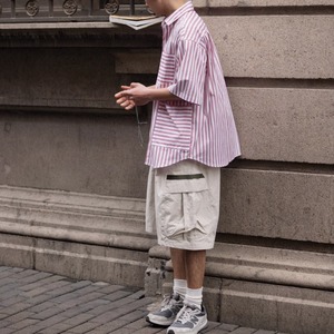 ストライプコラージュ半袖シャツ / 0720