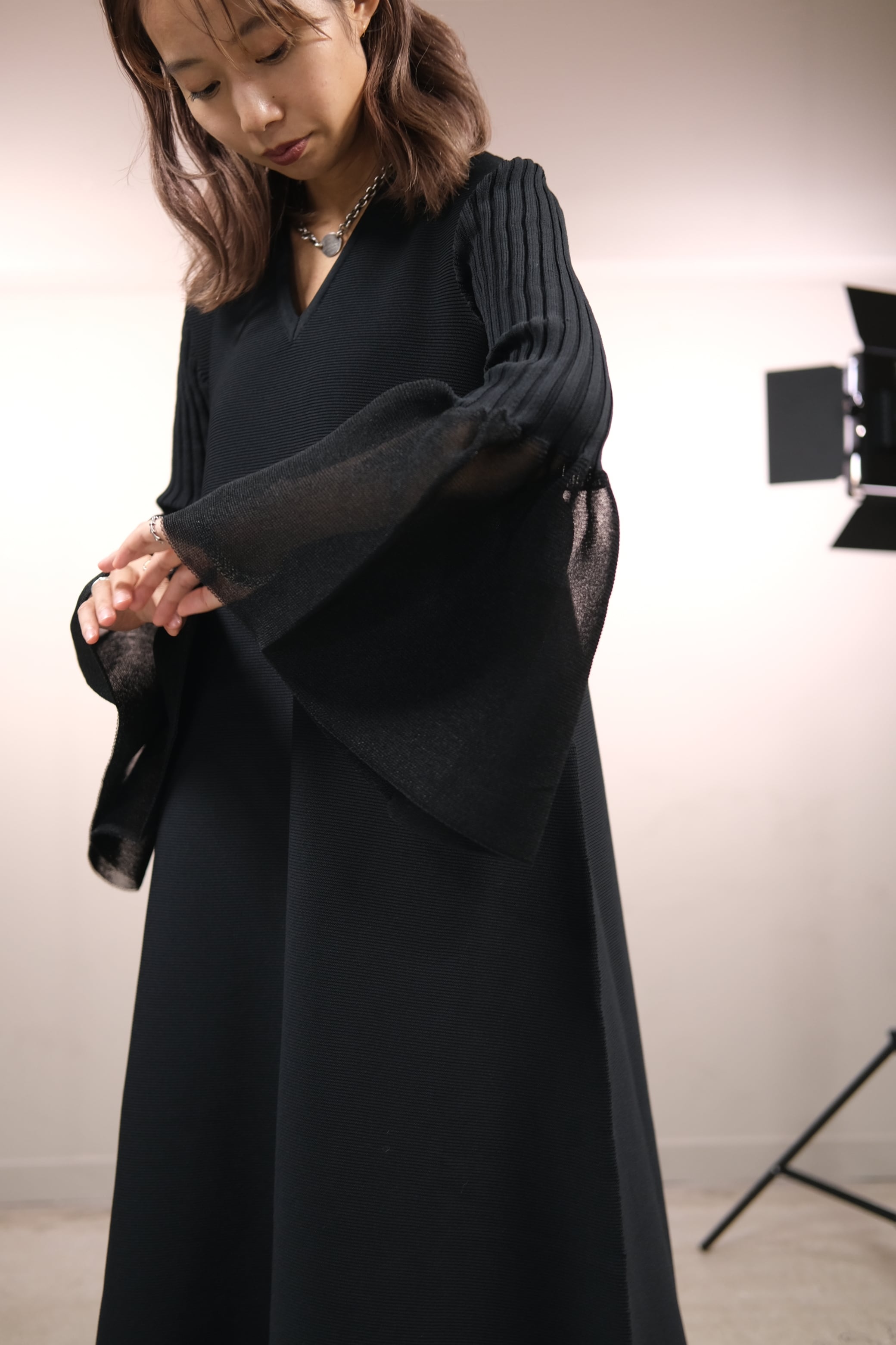 CFCL】POTTERY LUCENT LONG BELL SLEEVE FLARE DRESS | loop