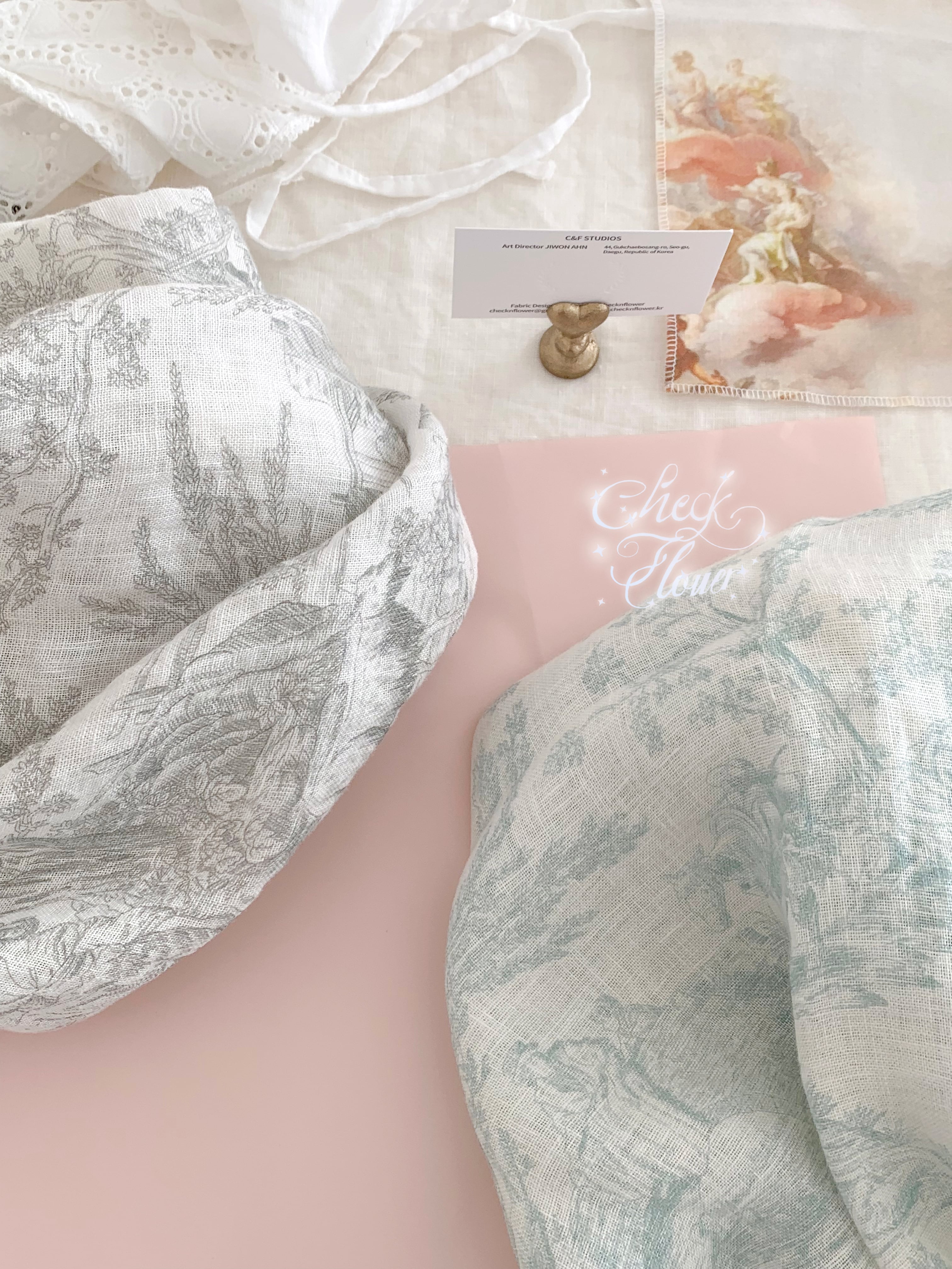 【即納】フレンチ　トワルドジュイ 名画 ガーゼ リネン生地