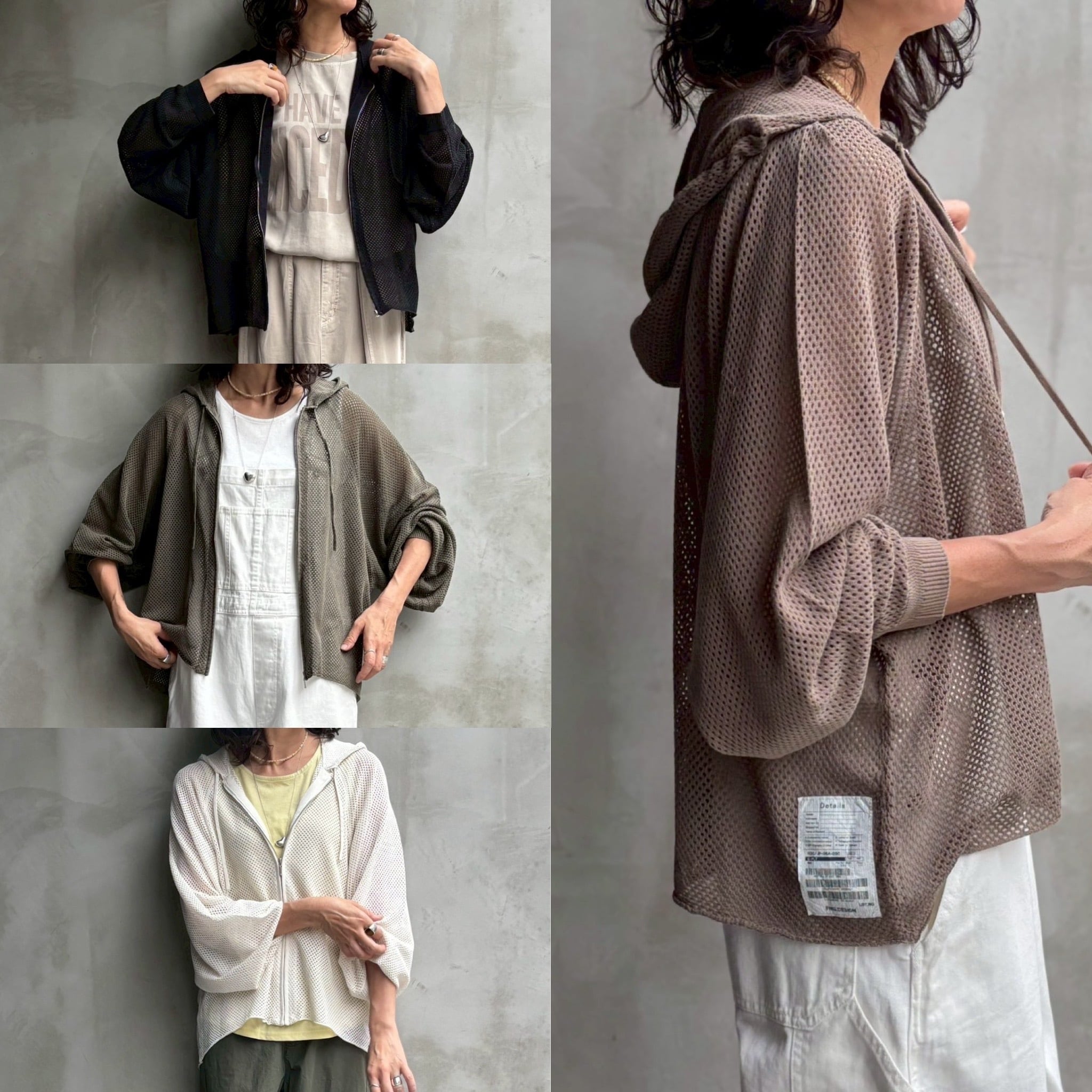 FUGA メッシュジップパーカー ROOP TOKYO パーカー MESH ZIP HOODIE/メッシュジップフーディ― Y2K