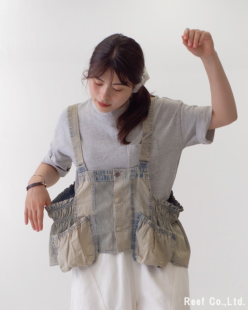 3.1 Phillip Lim デニムビスチェ XS パネルHICKORYデニムビスチェ】 ST
