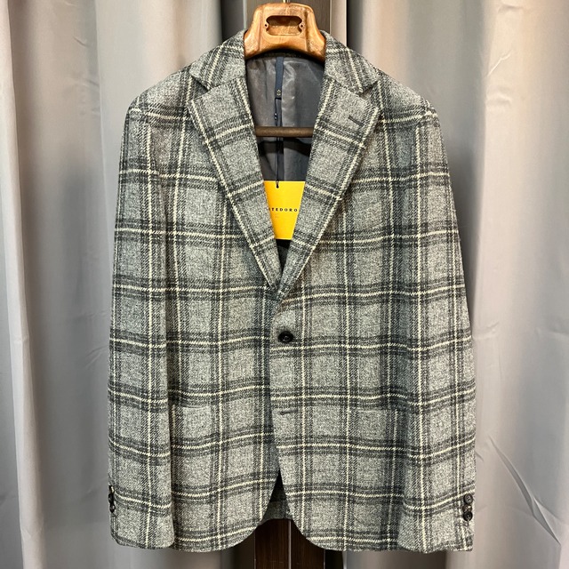 "NEW" 48,50  MONTEDORO TWEED JACKET GREY CHECK