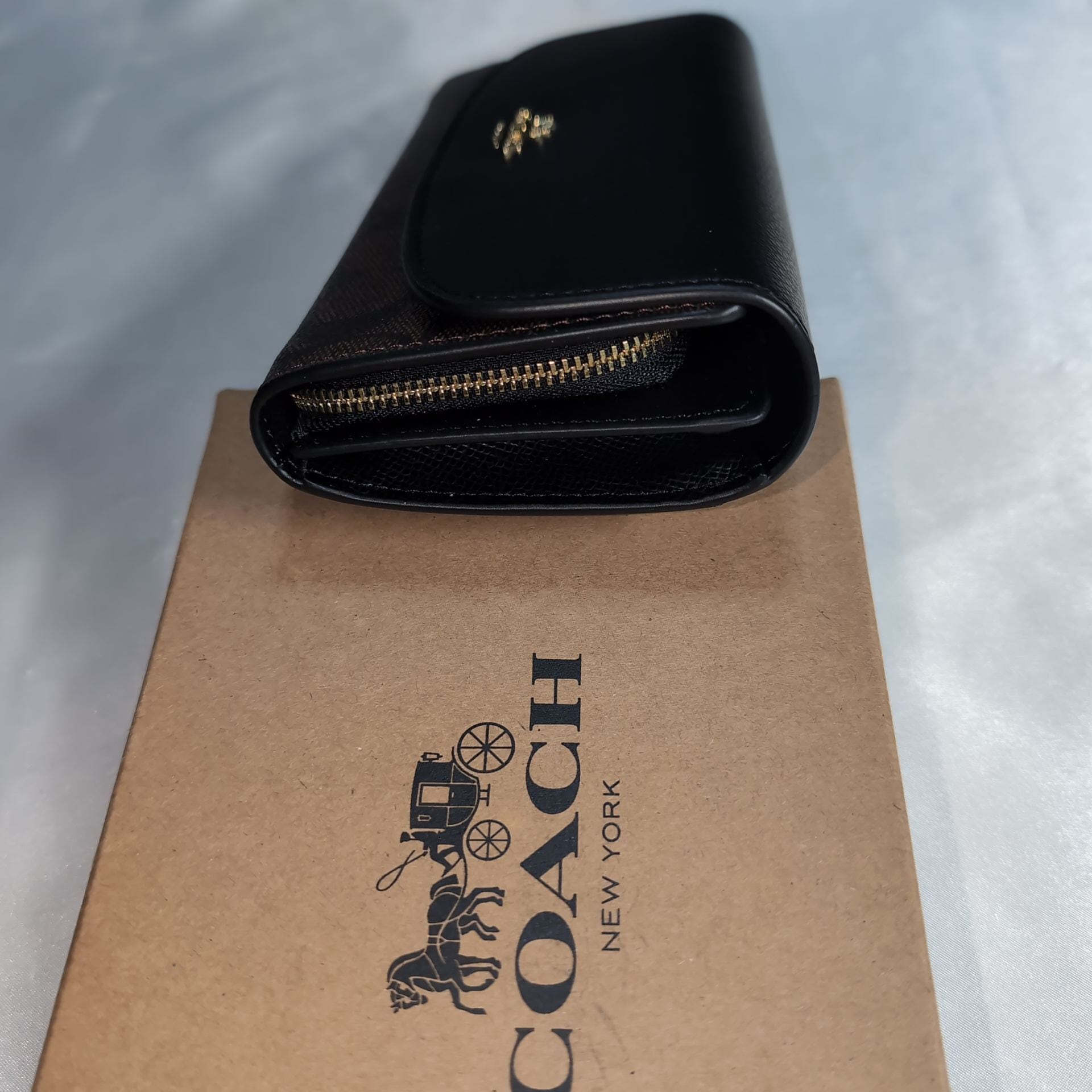 COACH エンベロープウォレット 長財布 ブラック アウトレット COACHコーチ シグネチャー スリム エンベロープ ウォレット長財布