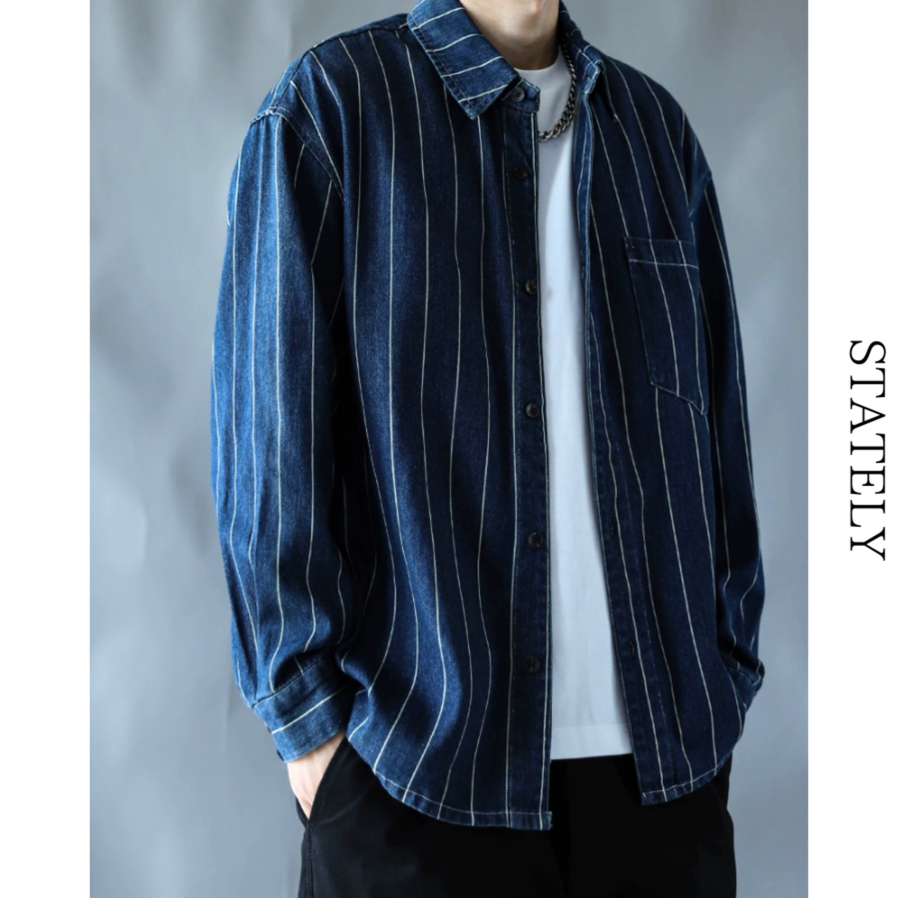 Vintage Stripe デニムシャツ_T42・画像3