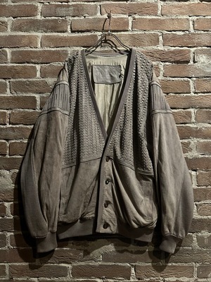 【Caka act3】“TORRAS” Special Leather Switching Vintage Cardigan Jacket
