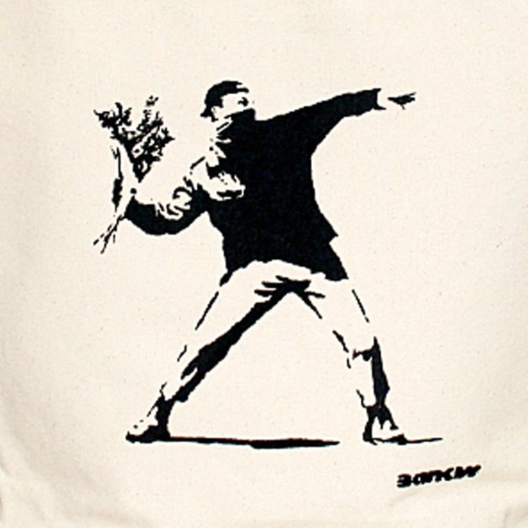 バンクシー　Banksy 花束を投げる男　キャンバス　ボード