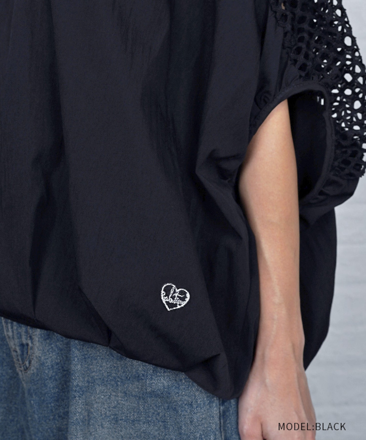【直営限定ITEM】パンチングドルマンスリーブTOPS (BLACK) CQ-49005H