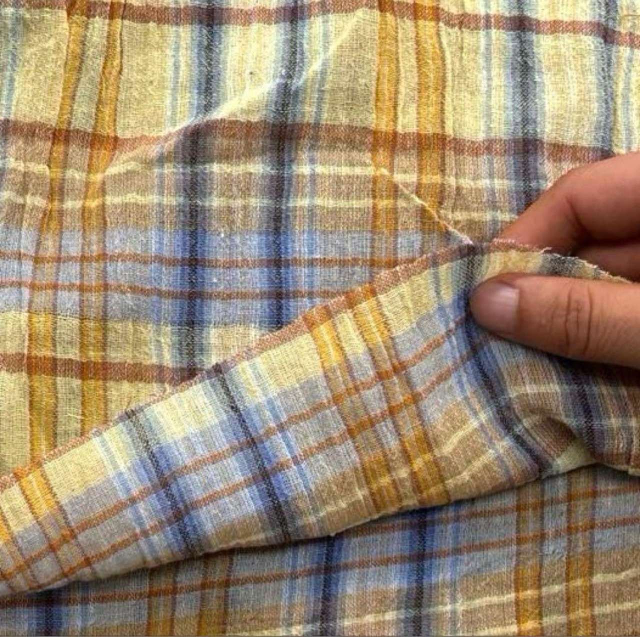 ★tj543-1◆3m◆ラスト1点‼◆インド綿100%ワッシャーガーゼ生地◆チェック