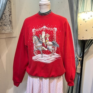 80's santa red color sweat