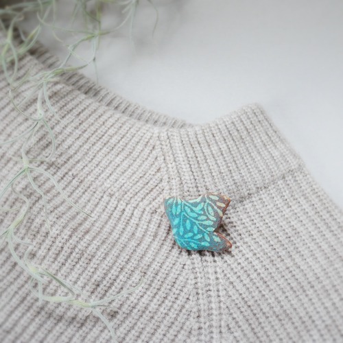 陶器ブローチ  葉影no.5 ことり