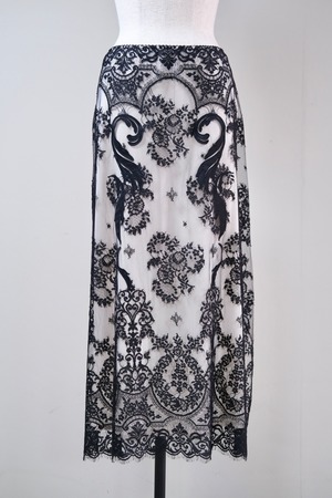 【FETICO】EMBROIDERED LACE SKIRT -Black Lace-
