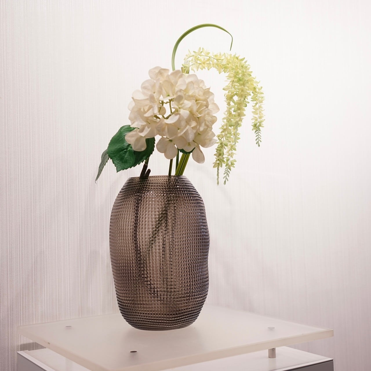 フラワーベース 花瓶 ガラス 造花付き 北欧 ナチュラル - 花瓶