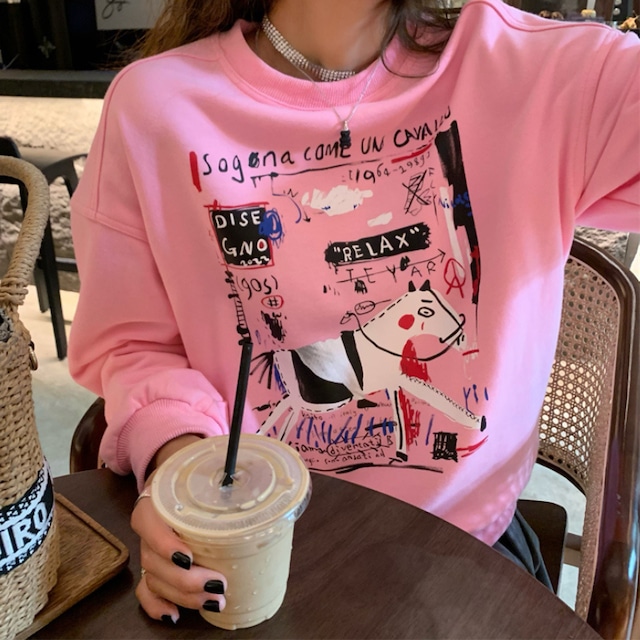 horse merry doodle sweat pullover【2color】  e1717 horse merry doodle sweat pullover【2color】  e1717
