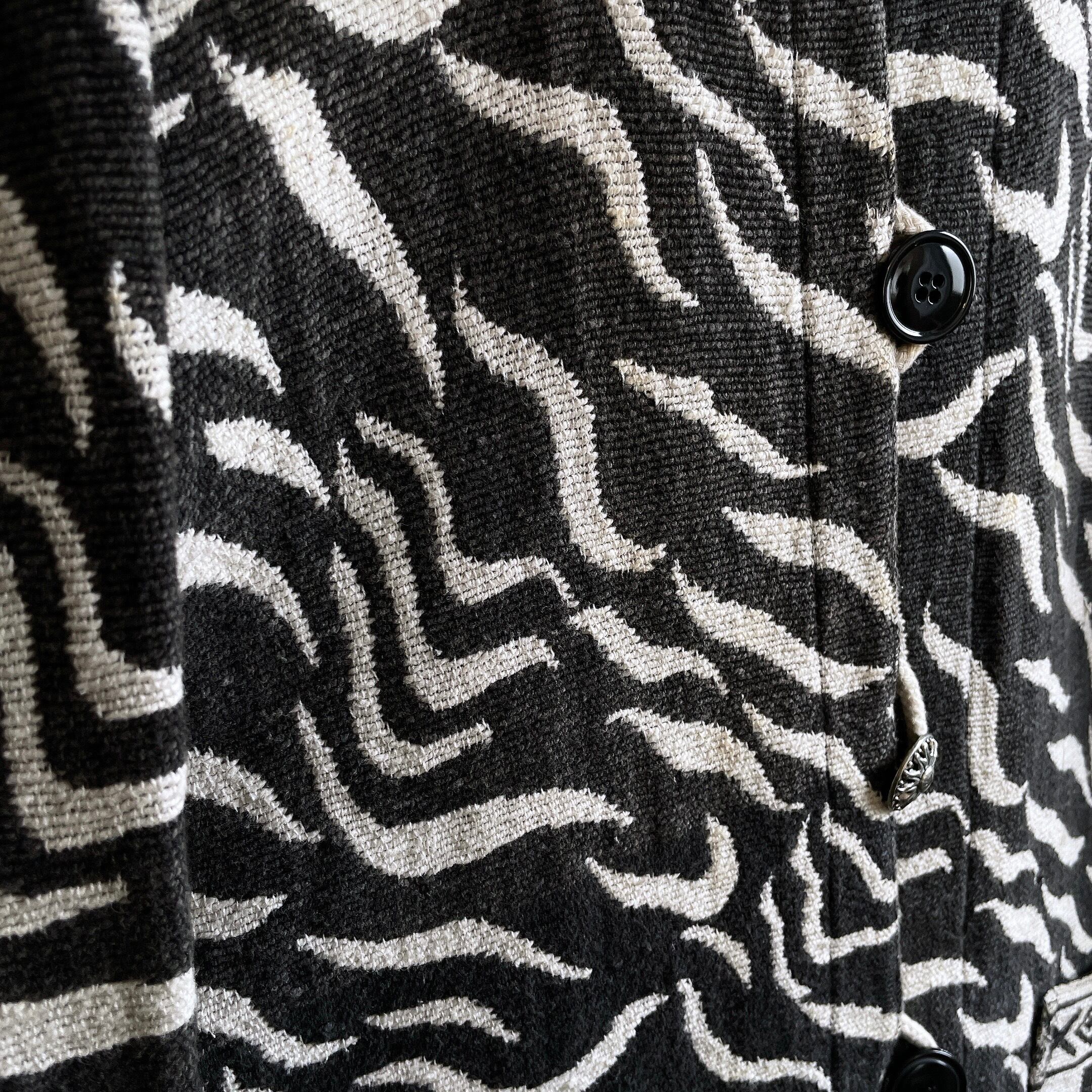 Ethnic × Zebra pattern design vintage weaving monotone jacket