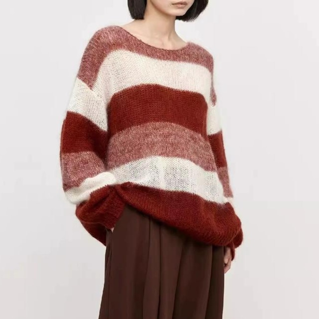 Mohair Crew Neck Mix Sweater <5colors>