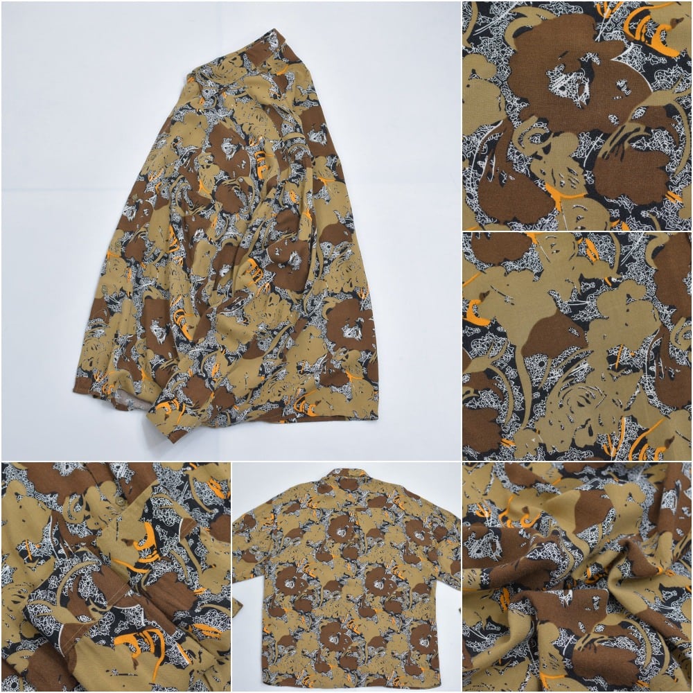 80～90s イタリア製 South Coast 幾何学模様 カモフラ風 レーヨン