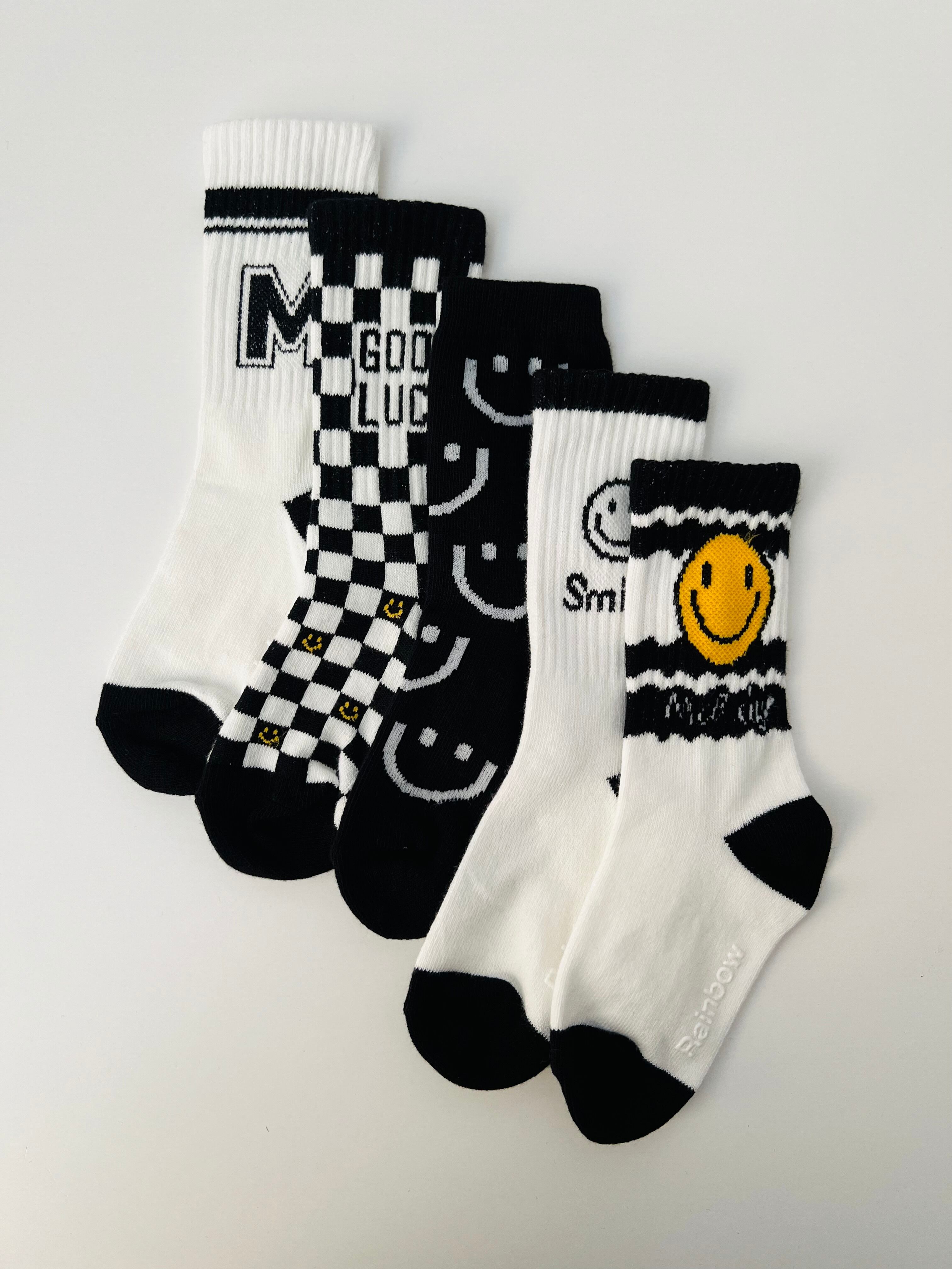 モノクロニコちゃん socks 5set（12〜22cm）3487