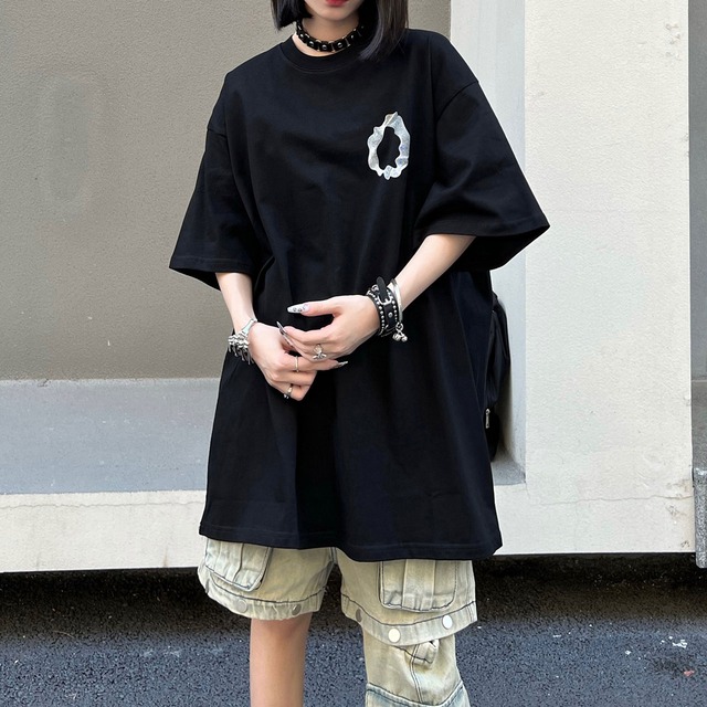 ウェーブアートグラフィックTシャツ 2col R00493