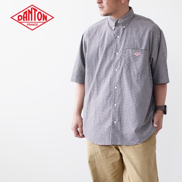 DANTON [ダントン] M's S/S COOLMAX OXFORD B.D SHIRT GINGHAM [DT-B0118CMX] 半袖 クールマックス オックスフォード ボタンダウンシャツ ギンガムチェック・ヴィンテージシャツ・半袖シャツ・メンズ・男性用・紳士・MEN'S [2024SS]