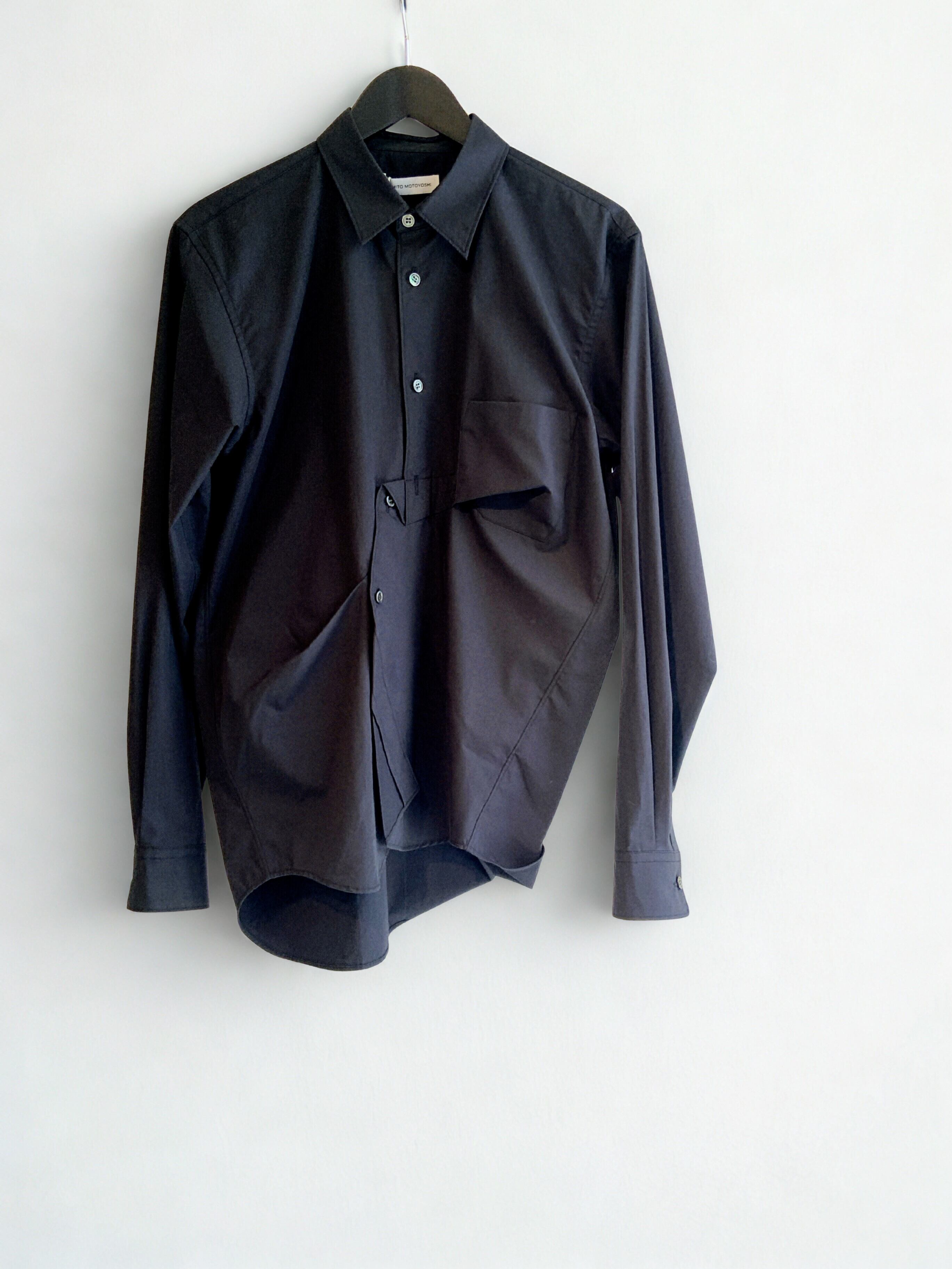 タックコットンシャツ ブラック