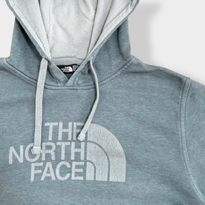 【THE NORTH FACE】ロゴ プリント パーカー プルオーバー スウェット フーディー hoodie アウトドア M ノースフェイス グリーン系 くすみカラー us古着