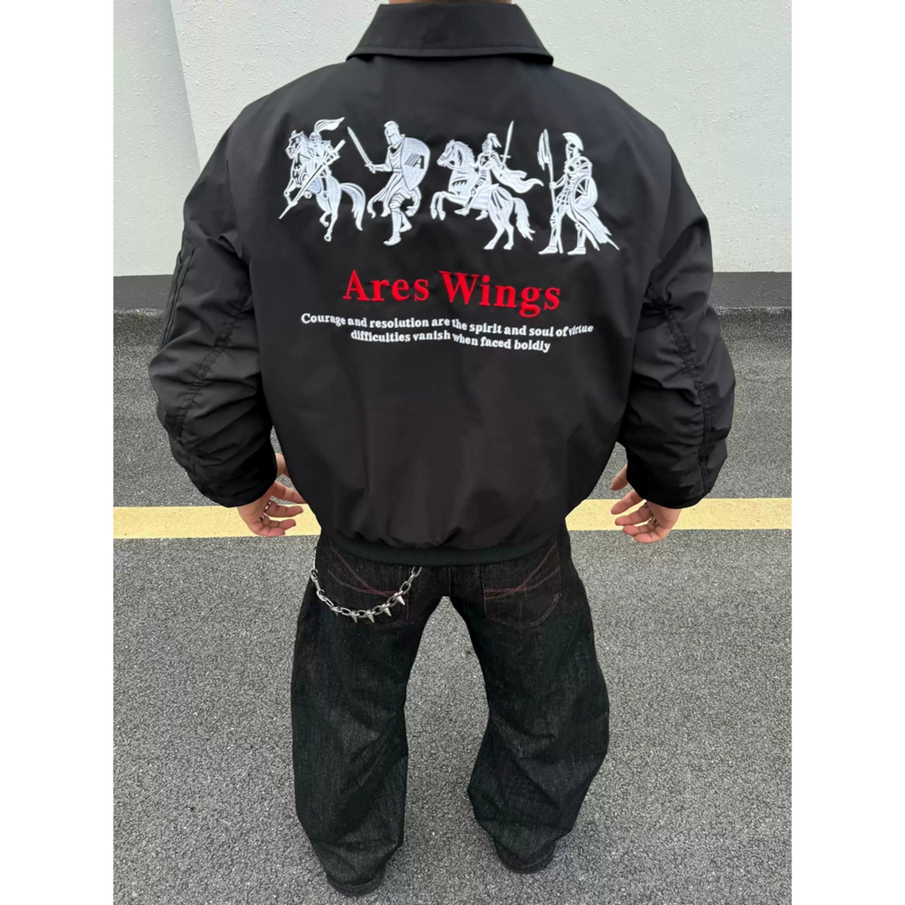 【暖かさUP】軍馬刺繍中綿ジャケット T1910