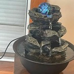 LEDライト付き卓上噴水 スピニングオーブロックカスケード 禅瞑想 屋内滝機能