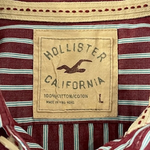 【HOLLISTER】ストライプシャツ 長袖シャツ Lサイズ 香港製 ホリスター アメリカ古着