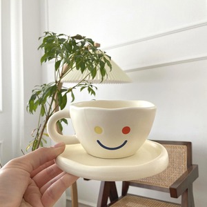 ugly smile tea cup saucer SET / アグリー スマイル ティーカップ ソーサー セット コップ  プレート 韓国 北欧 雑貨