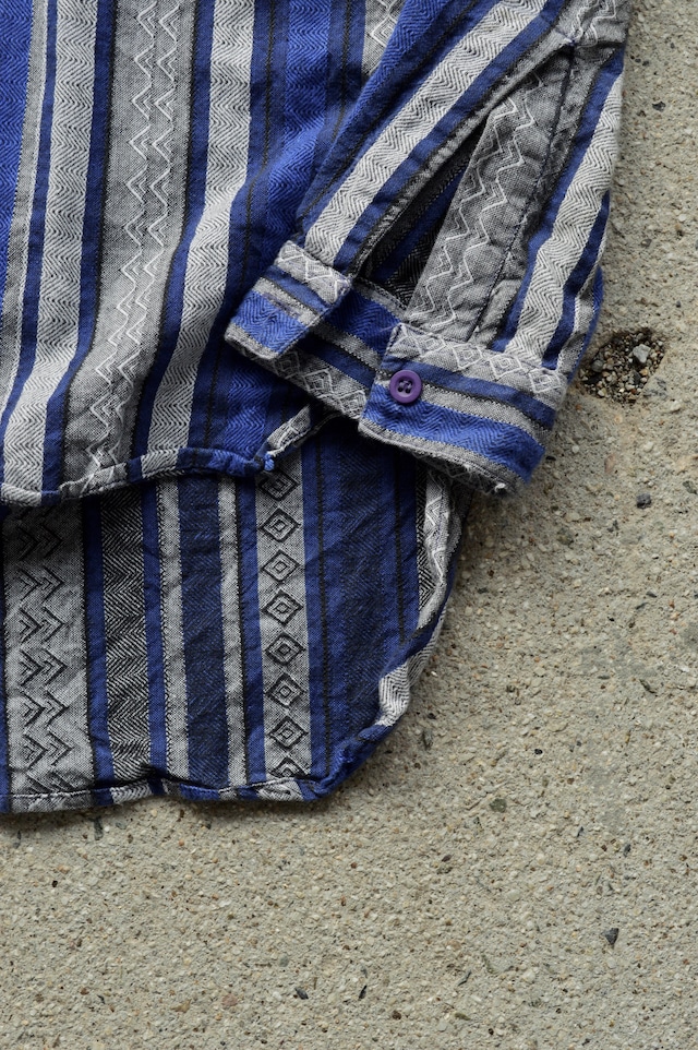 SOSTANZA 1990's From USA Stripe Geometric Cotton Blanket Long Shirt ソスタンツァ 90s ブランケットシャツ