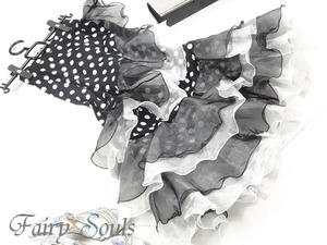 ★送料無料★フリ－☆ドット柄ボリュ－ムフリルモダンスカ－ト(SKN9161)