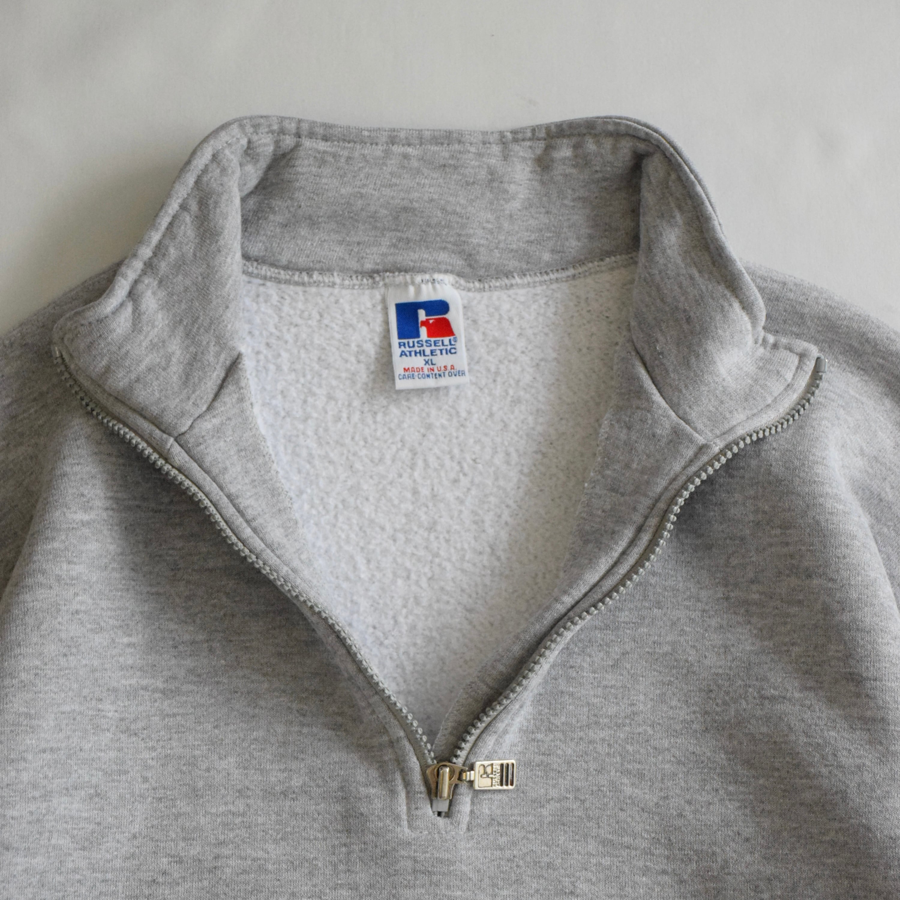 90's USA製 RUSSELL ATHLETIC ハーフジップスウェット メンズXL グレー
