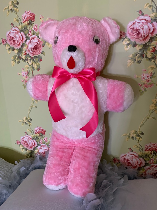ヴィンテージのピンクベアBig ピンク×白　(211103)