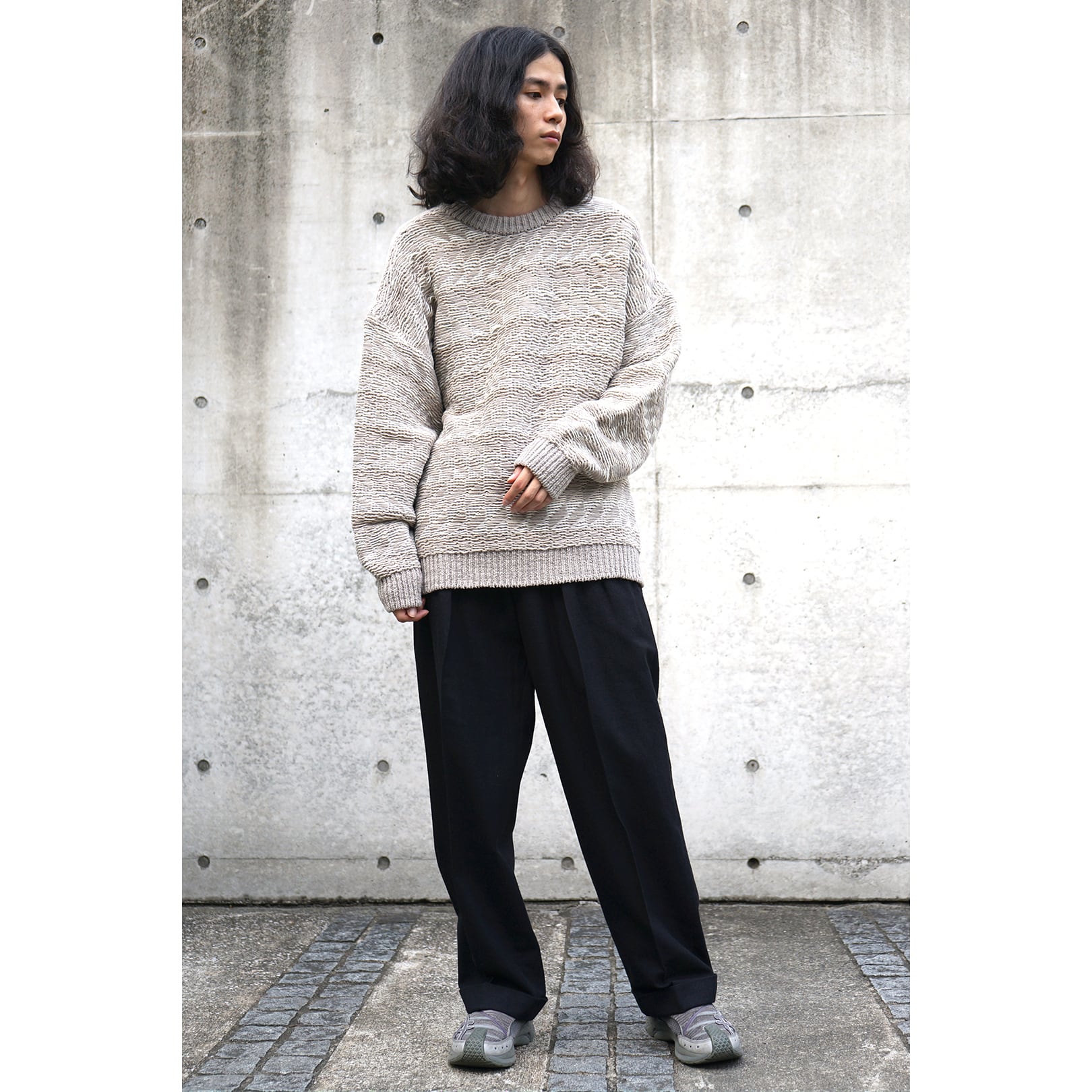 Blanc YM] (ブランワイエム) BL-22A-ISOKP Inside Out Knit Pullover (beige) Clique  Tokyo クリークトウキョウ