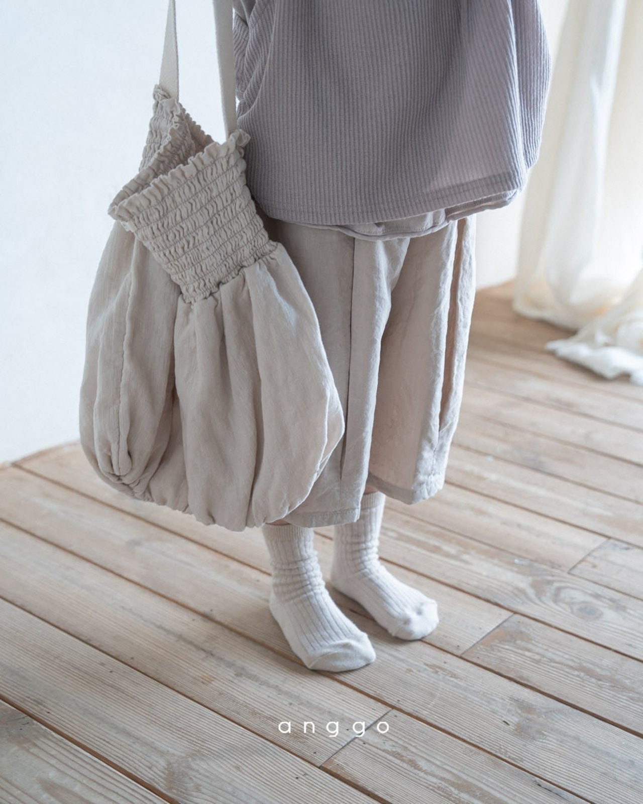 【anggo】タックミディアムパンツ ベージュ 80〜120cm  240712 - 13