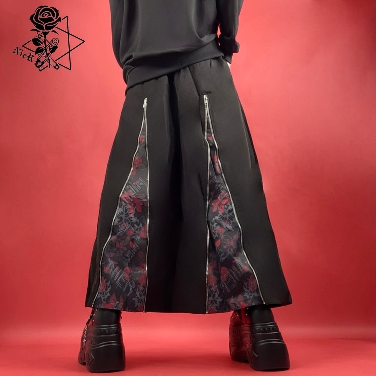 和柄BACK ZIP 2WAY WIDE PANTS【九尾×花弁】 | NIER CLOTHING