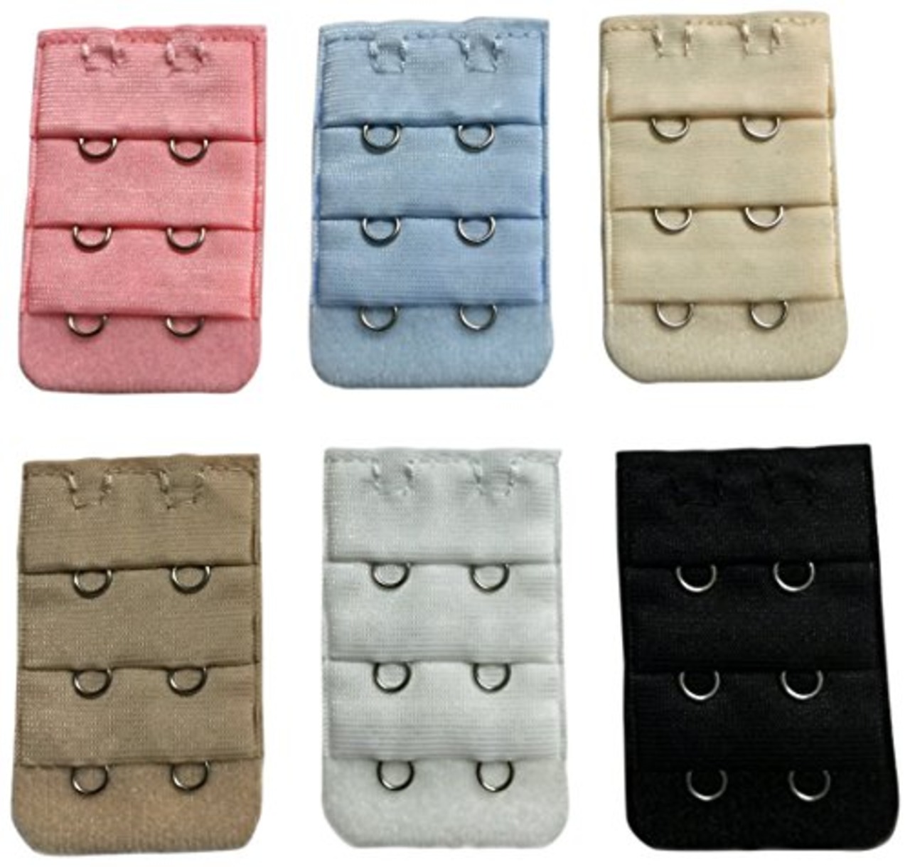 【6枚組】 ブラジャー延長ホック　２段6色