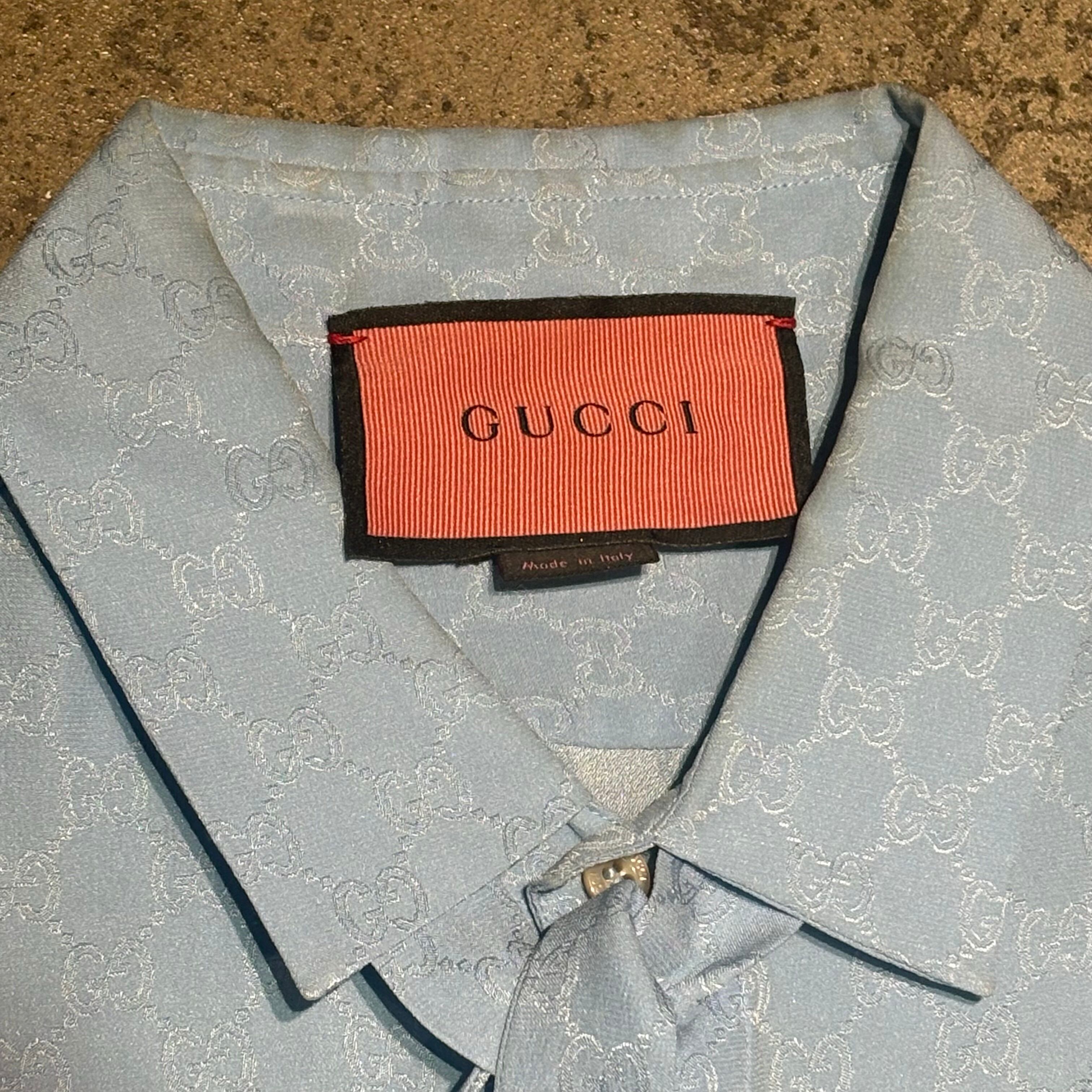 GUCCI グッチ シルクブラウス シャツブラウス GG リボン SIZE15/38 100 