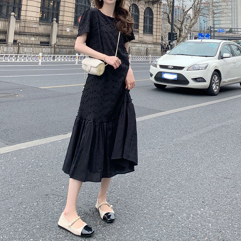 半袖ワンピース レディース 半袖 ワンピース ロング ワンピ 切り替え