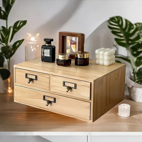 小物収納棚 木製 ３グリット ドレッサー収納 化粧品収納 文具収納 小物収納 ヴィンテージ 北欧 オシャレ
