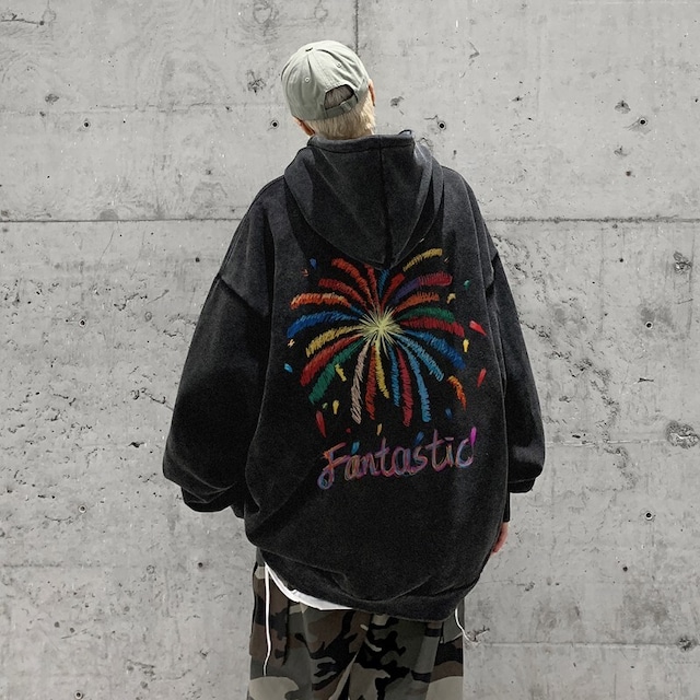 ♫花火レトロパーカー！【LXDシリーズ】★パーカー★ ユニセックス トップス メンズ 大きいサイズ