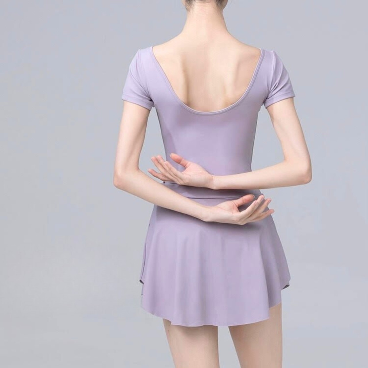 ショートスリーブ ラウンドネックレオタード 13色展開 L1139