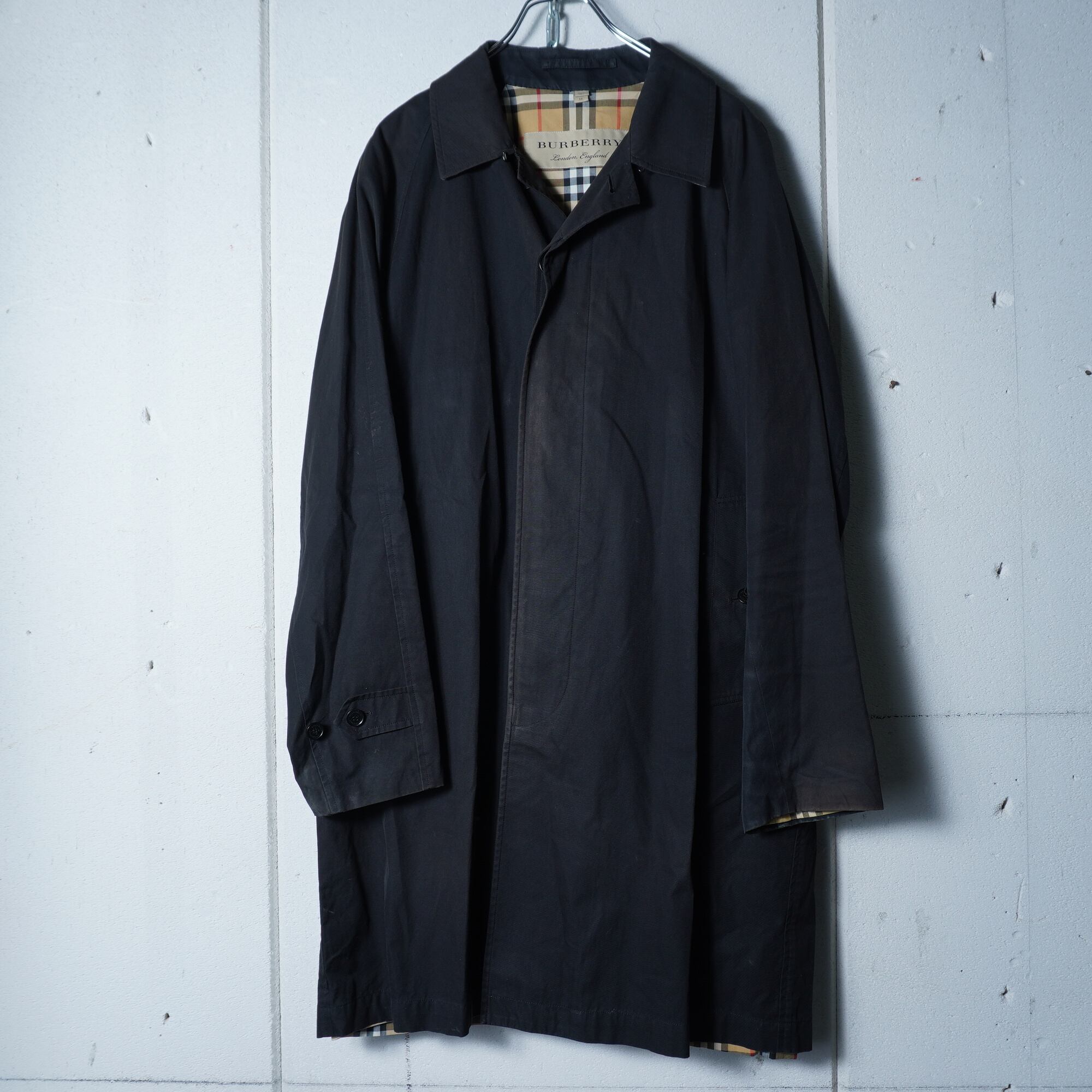 バーバリー ノバチェックステンカラーコート 黒 Burberry】バーバリー 