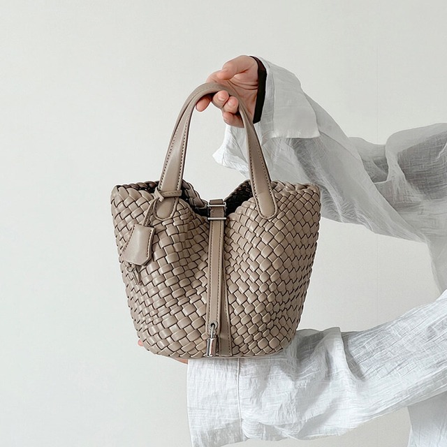 全5色/Wide bottom woven bag　M4156