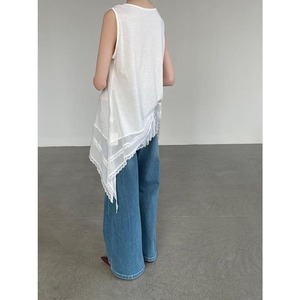 asymmetrical lace design sleeveless top