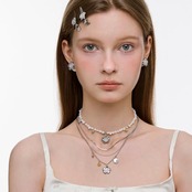 Smile bloom drop pearl necklace 【N010】